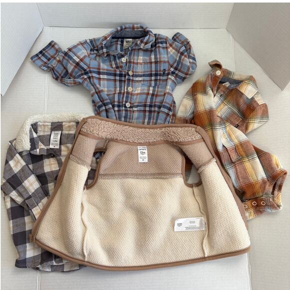 Bundle of 4 size 12 m long sleeve flannel, flannel shacket, & vest jacket - Picture 3 of 5